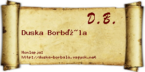 Duska Borbála névjegykártya